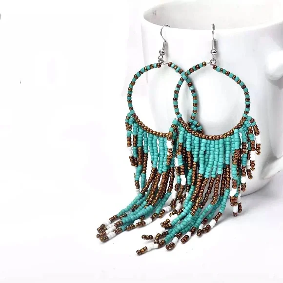 Boho Beaded Earrings NWT - Picture 2 of 5